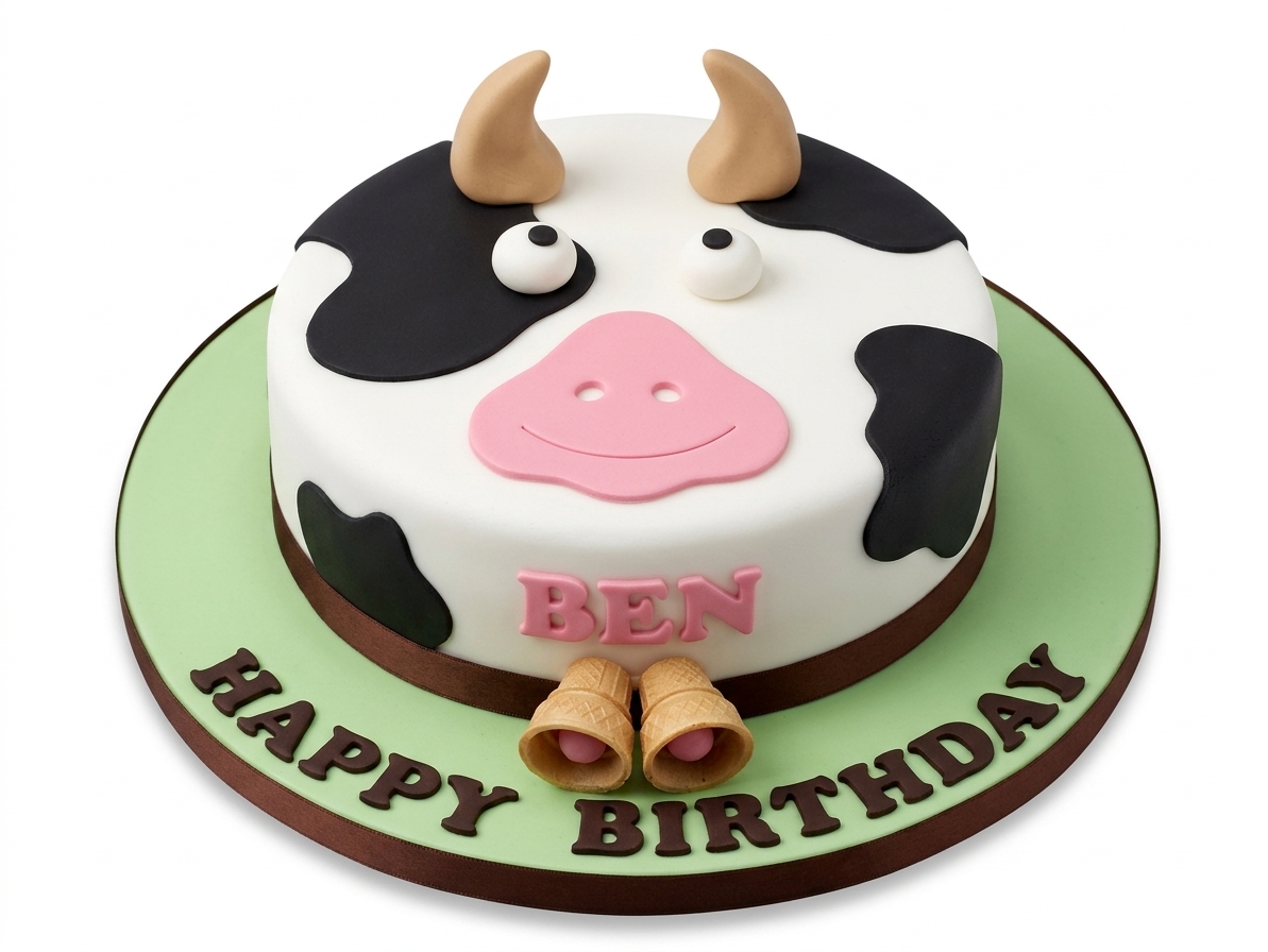 Cow Farm Animal Birthday Cake