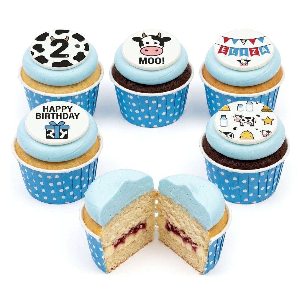Kids Farm Theme Birthday Cupcakes with Custom Age
