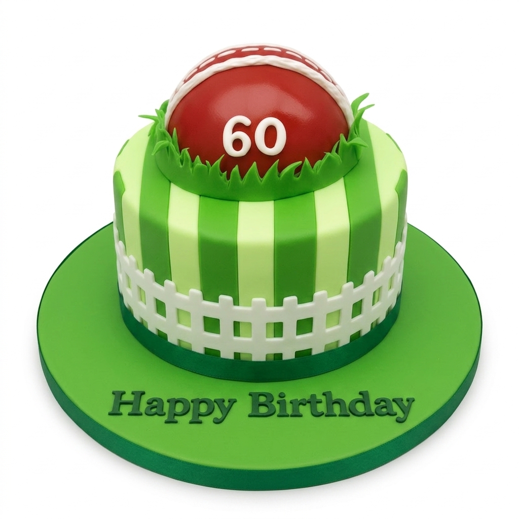 Cricket Ball & Pitch Birthday Cake