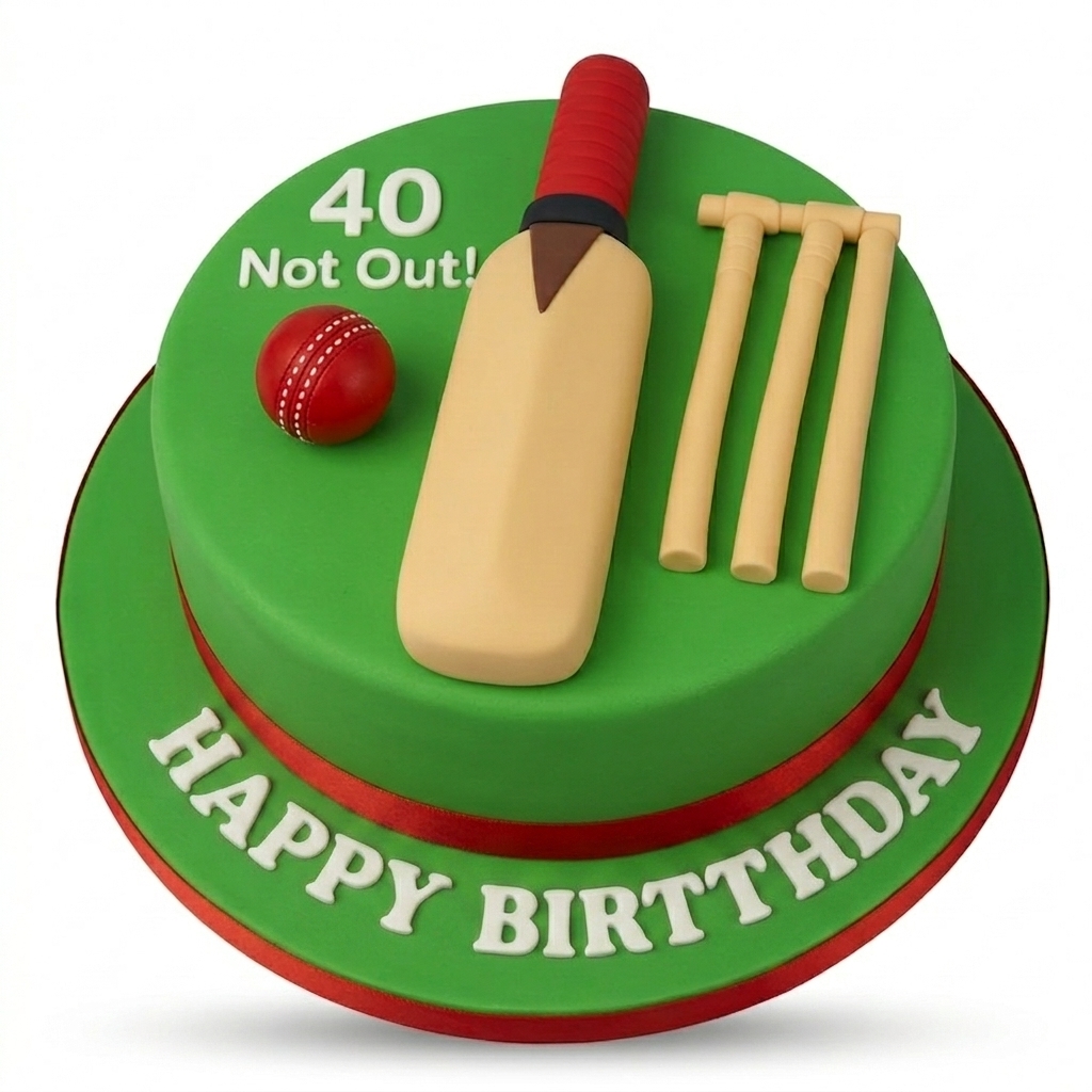 Cricket Theme Birthday Cake with Custom Age