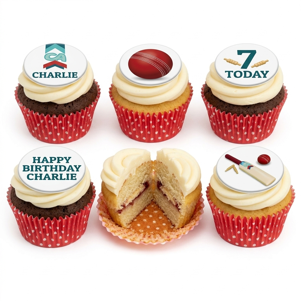 Cricket Birthday Cupcakes with Custom Age Toppers