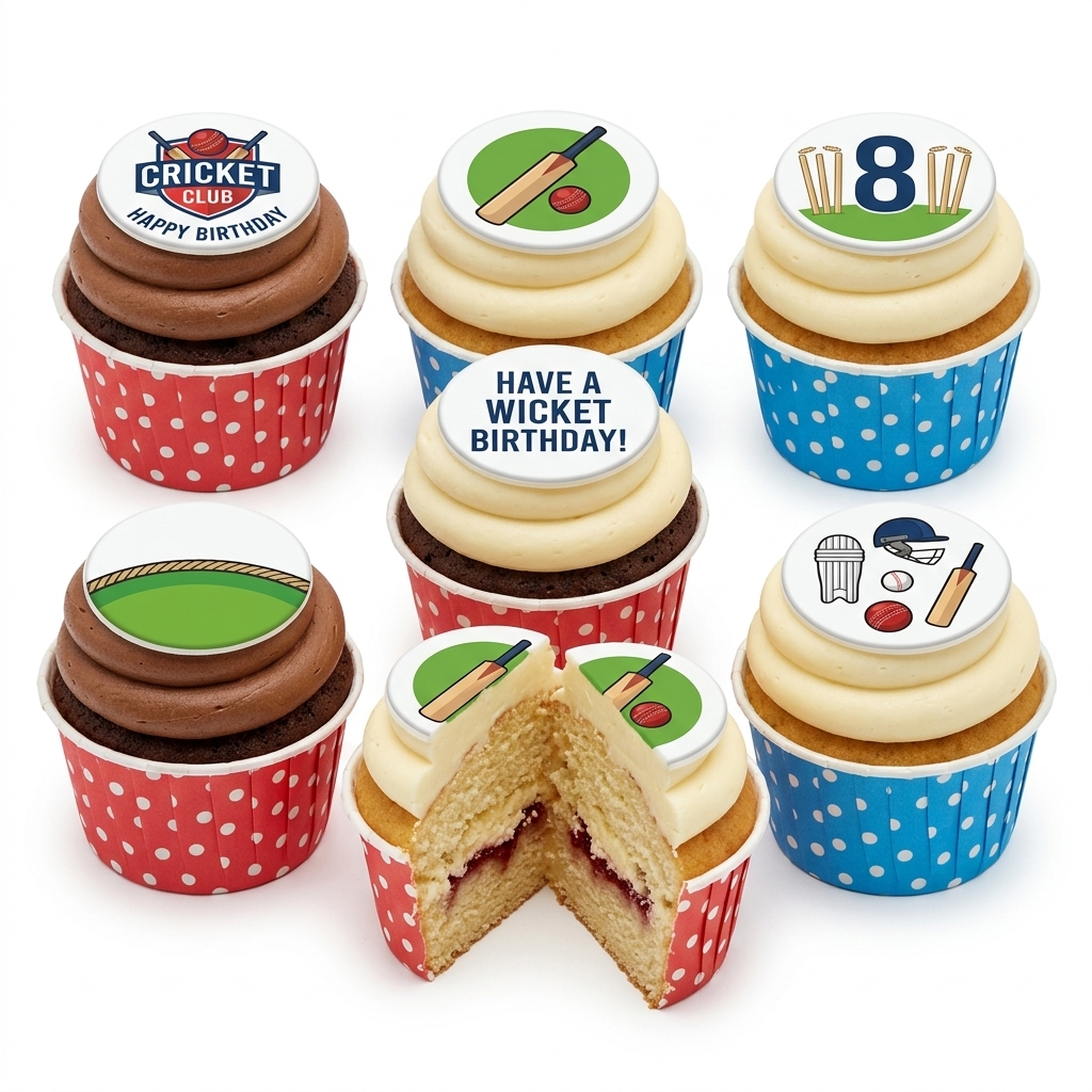 Cricket Theme Birthday Cupcakes