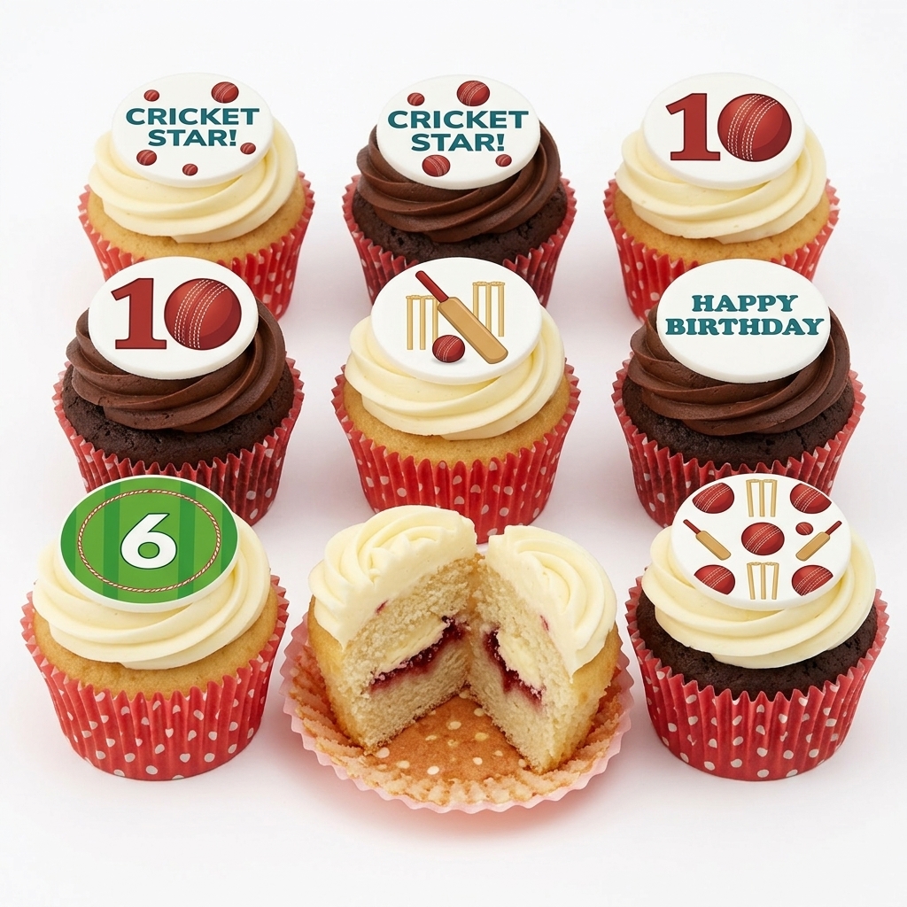 Cricket Birthday Cupcakes with Custom Age Toppers