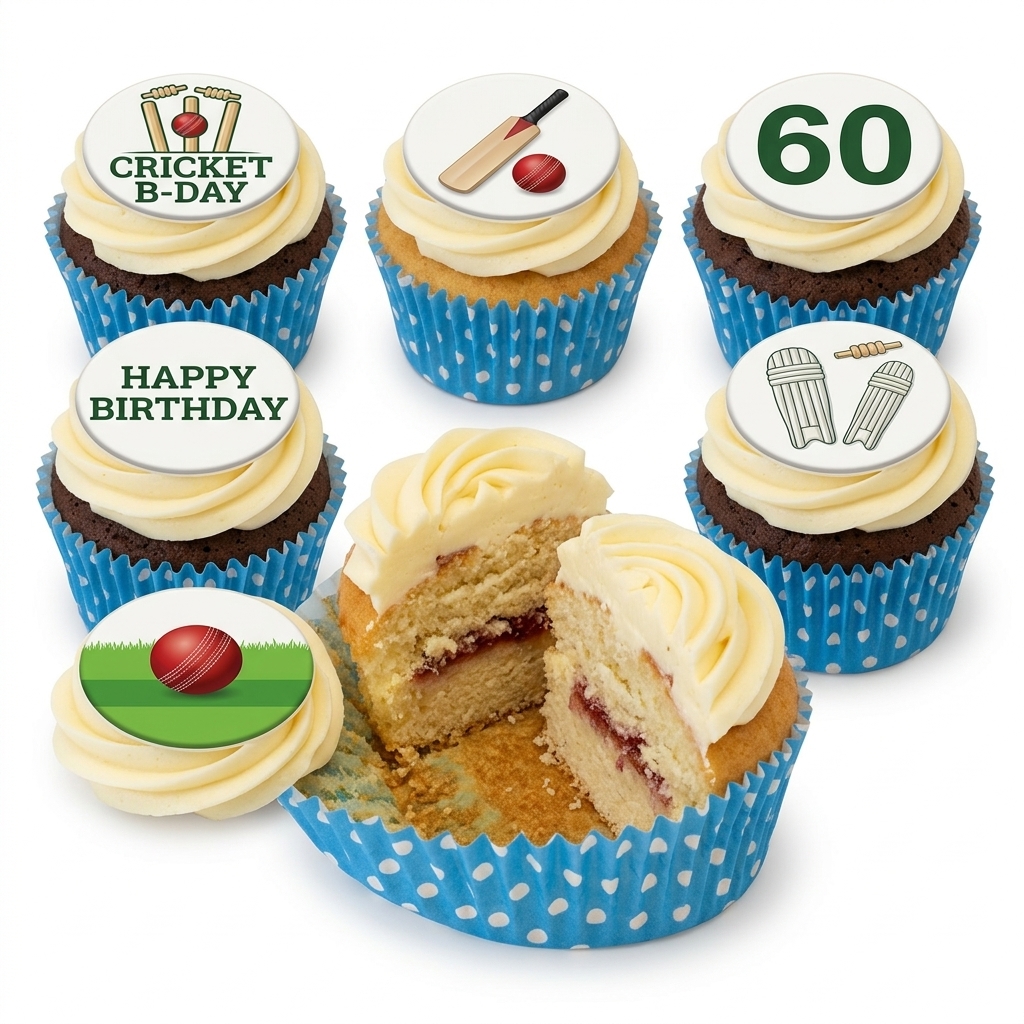 Cricket Birthday Cupcakes with Custom Age Topper