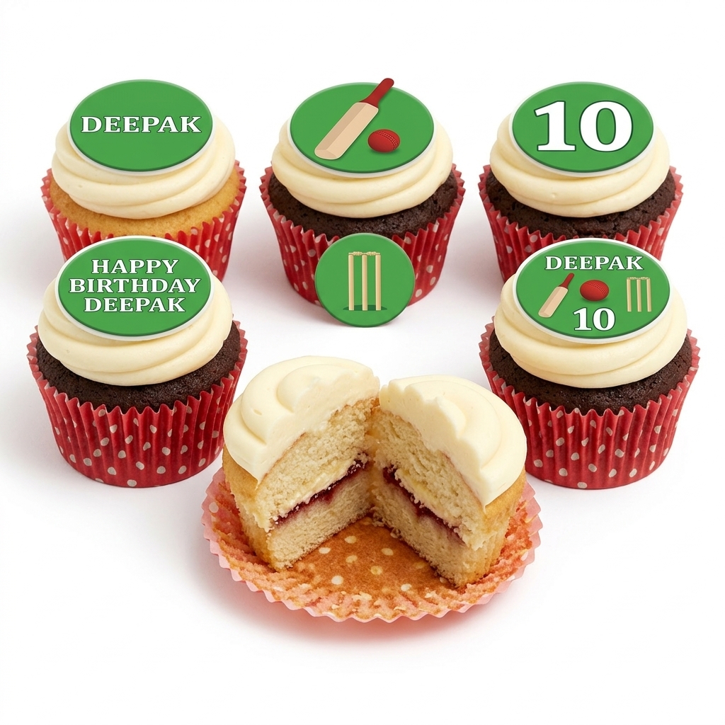 Cricket Theme Birthday Cupcakes