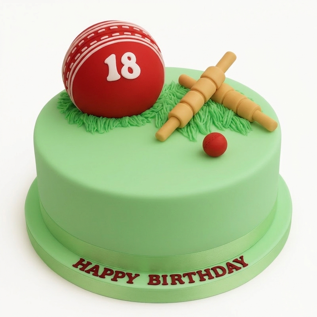 Cricket Theme Birthday Cake with Custom Age
