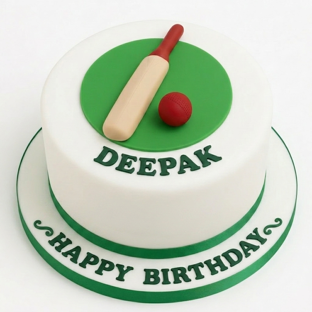 Cricket Birthday Cake with Personalised Name