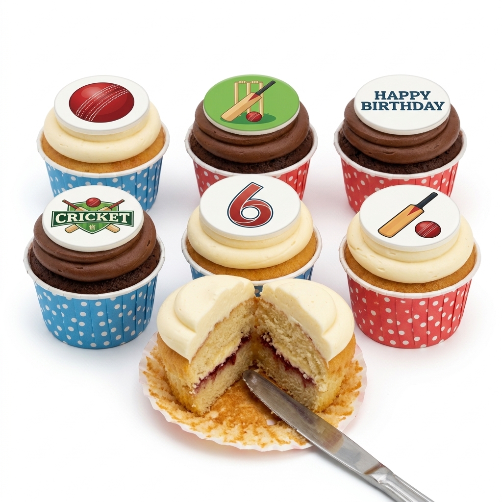 Cricket Theme Birthday Cupcakes