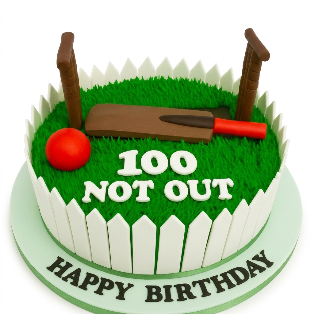 Cricket Birthday Cake - 100 Not Out Theme