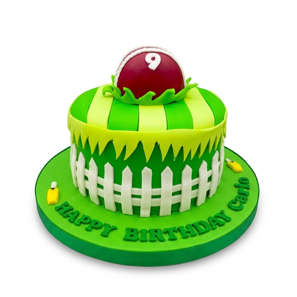 Cricket Birthday Cake for Boys with Custom Age