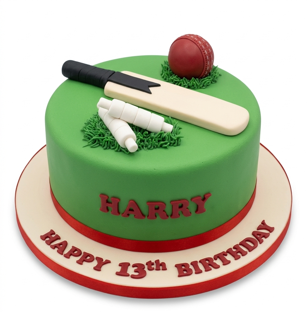 Cricket Birthday Cake for Boys with Custom Age