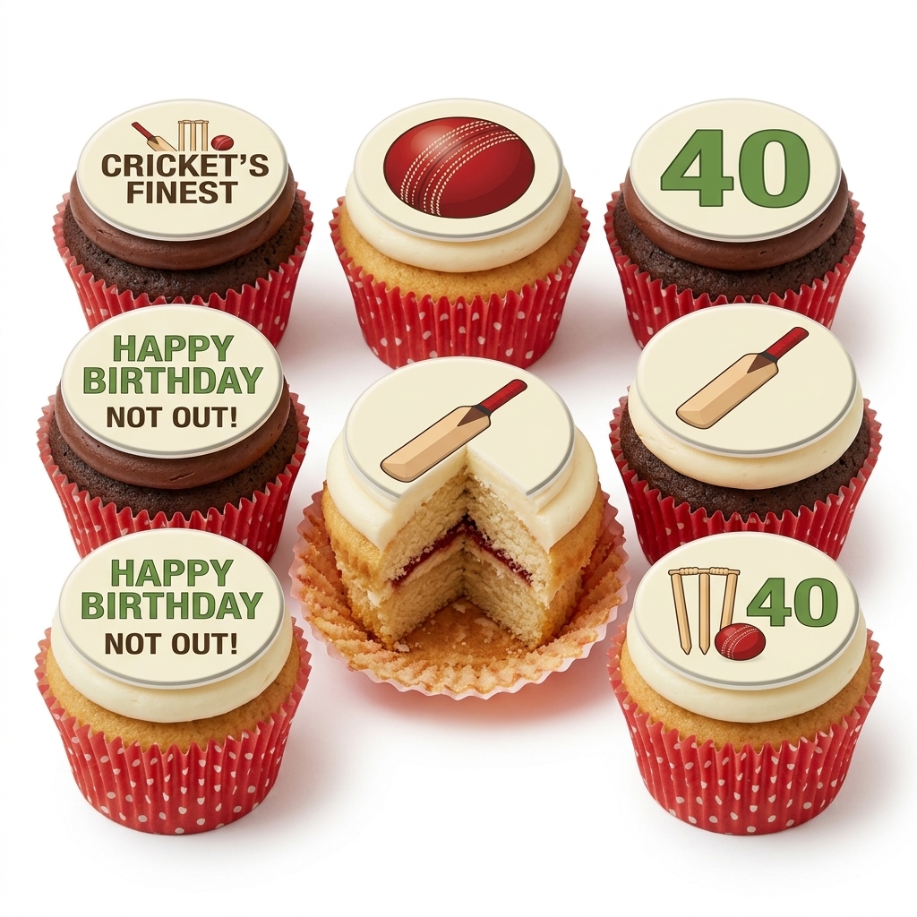Cricket Theme Birthday Cupcakes with Custom Age