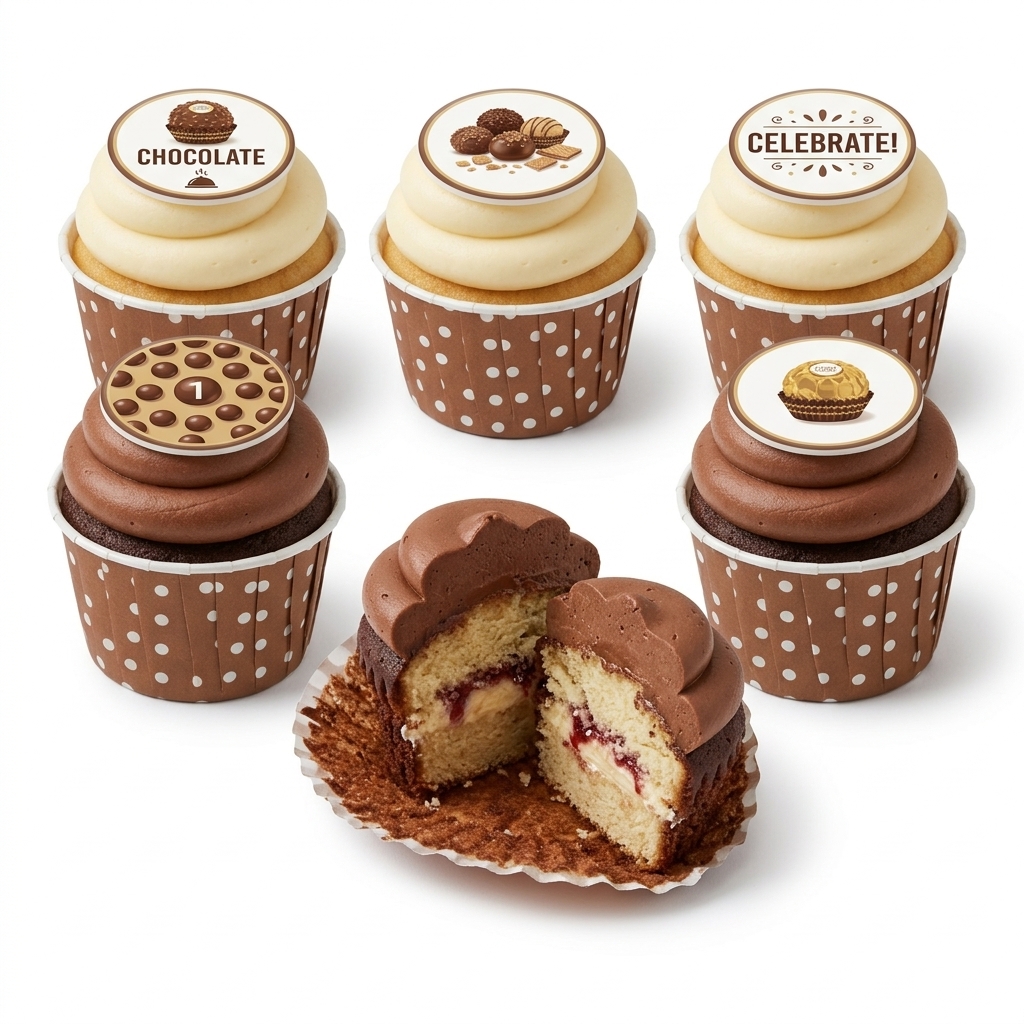 Ferrero Rocher Style Birthday Cupcakes
