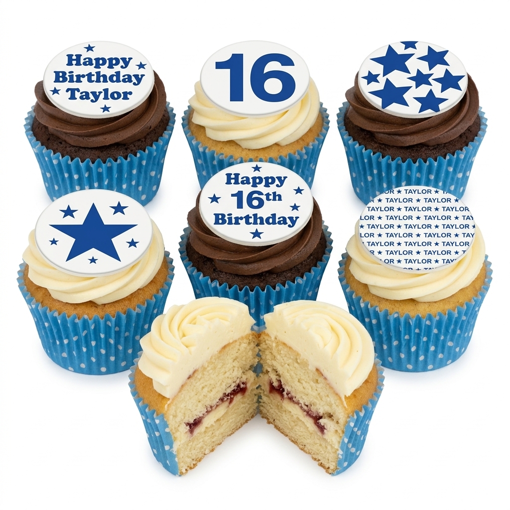 Stars & Custom Age Birthday Cupcakes