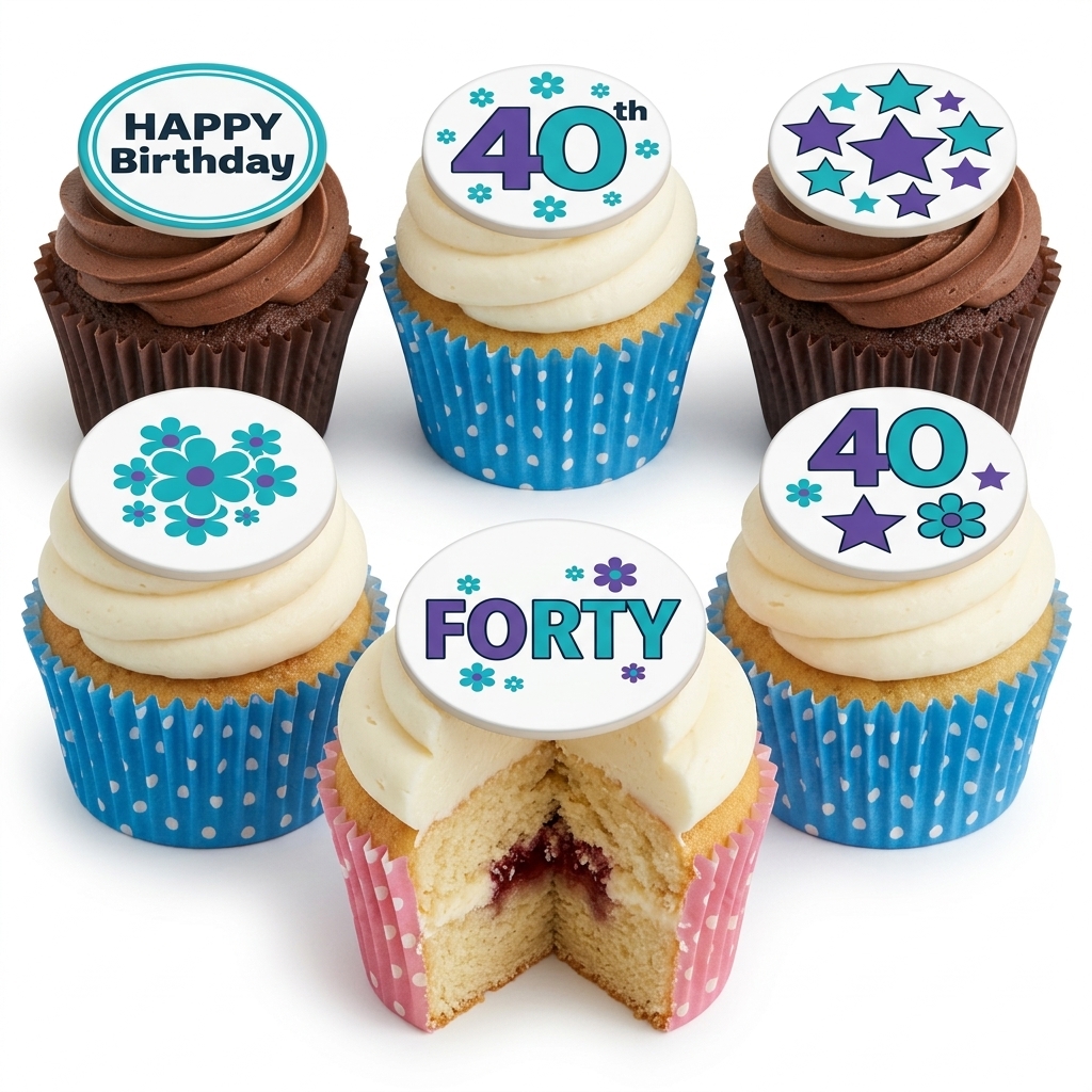 Birthday Cupcakes for Her with Custom Age Toppers