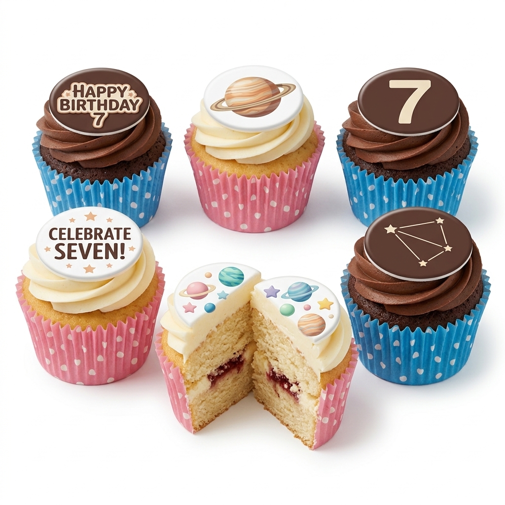 Kids Space Birthday Cupcakes with Custom Age Toppers