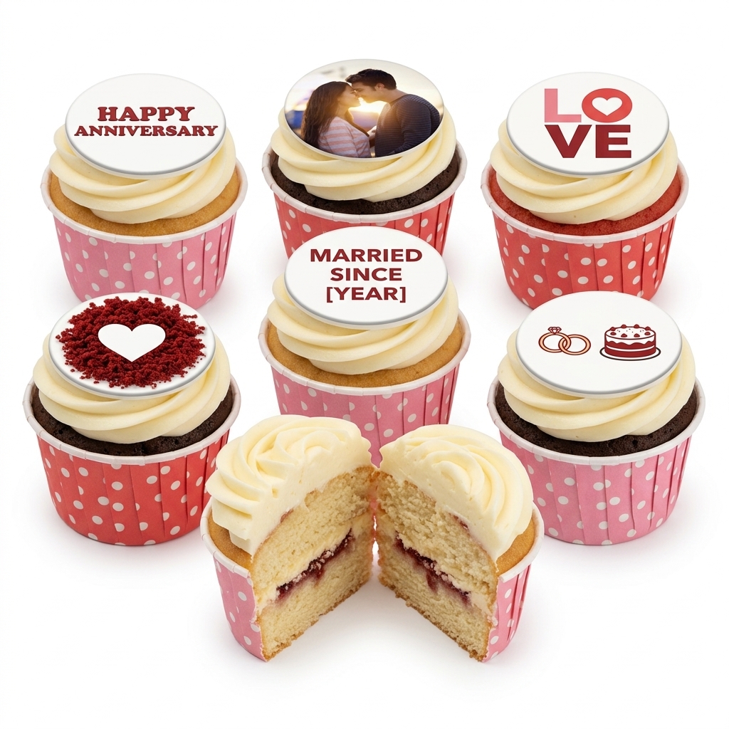 Personalised Photo Anniversary Cupcakes