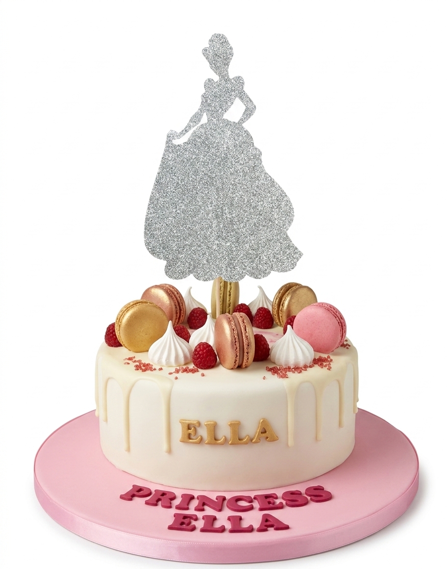 Princess Birthday Cake for Girls with Macarons & Personalised Name