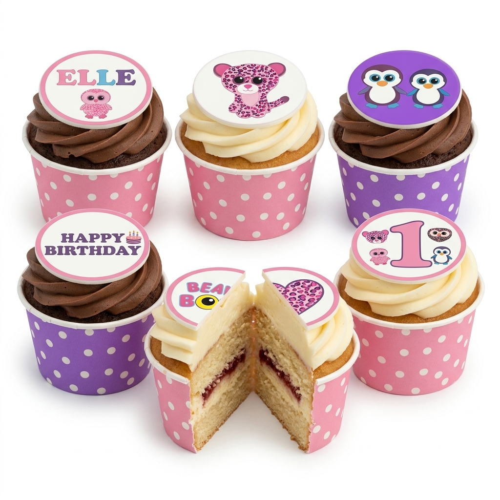 Beanie Boo Character Birthday Cupcakes