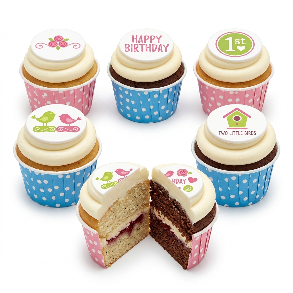 1st Birthday Bird & Floral Cupcakes
