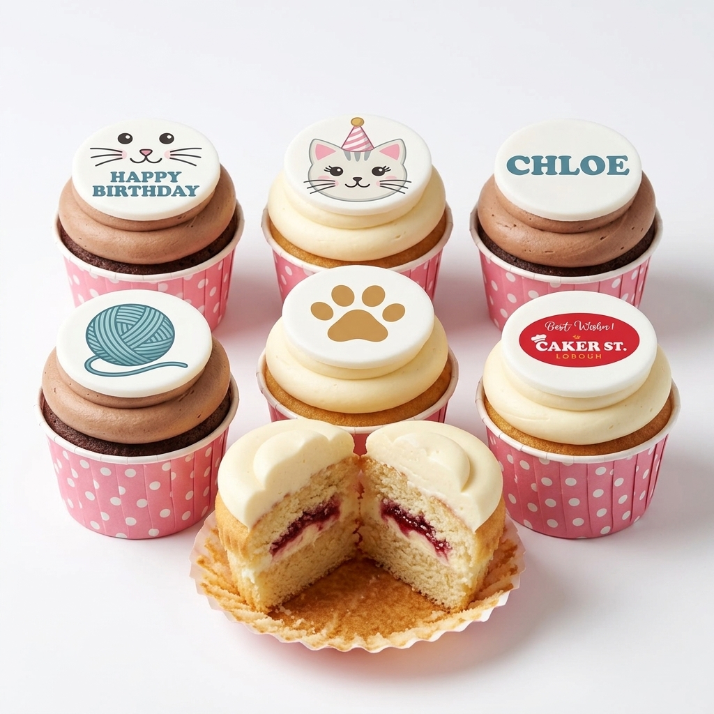 Cute Cat Theme Birthday Cupcakes