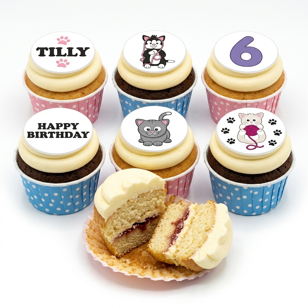 Cat Theme Birthday Cupcakes for Kids
