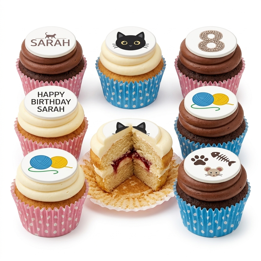 Cat Theme Birthday Cupcakes