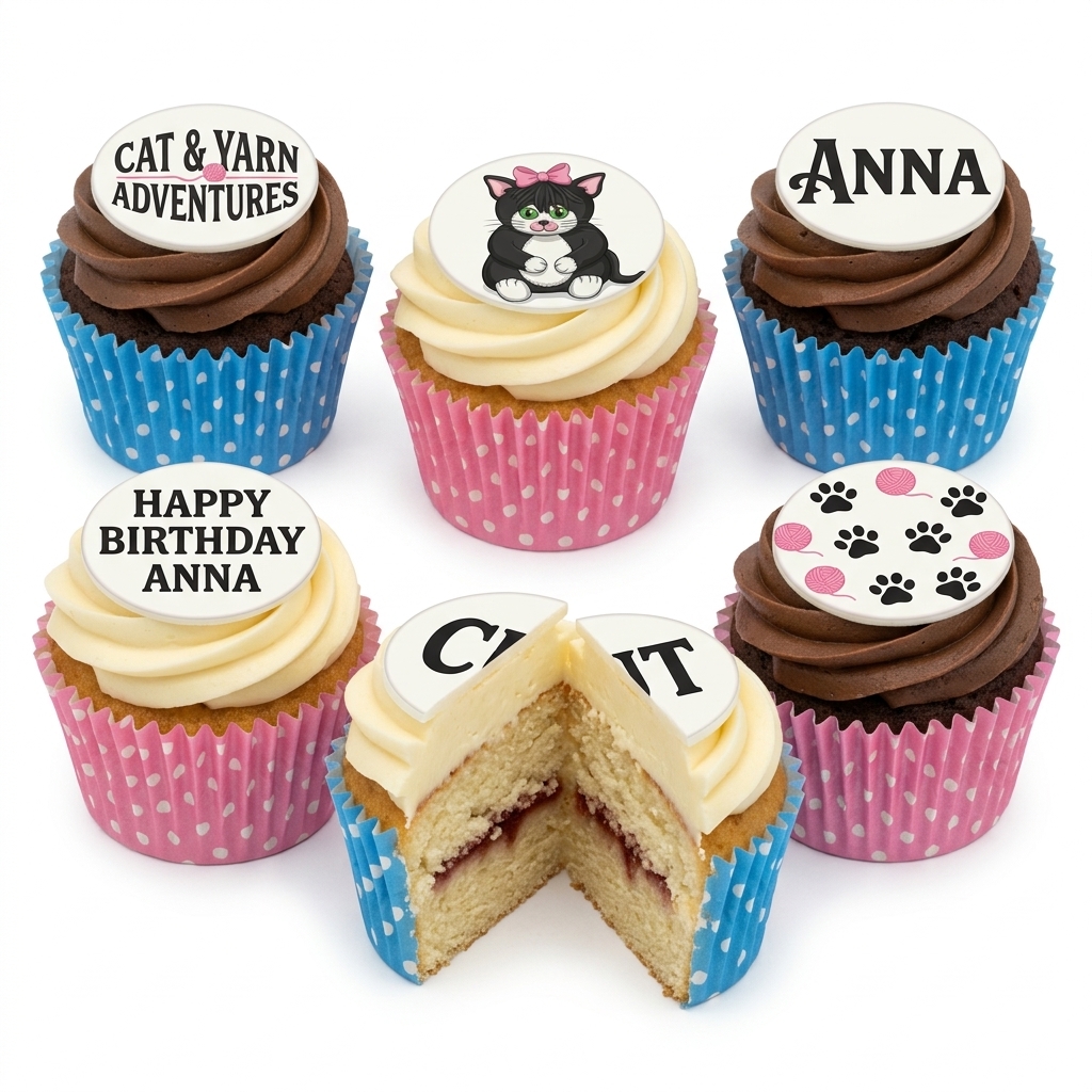 Personalised Cat Theme Birthday Cupcakes