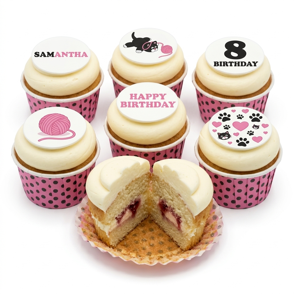 Cute Kitten Theme Birthday Cupcakes