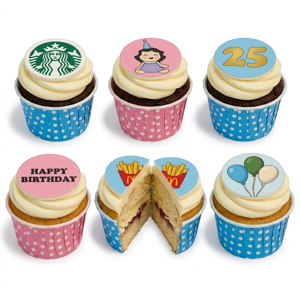 Custom Topper Birthday Cupcakes