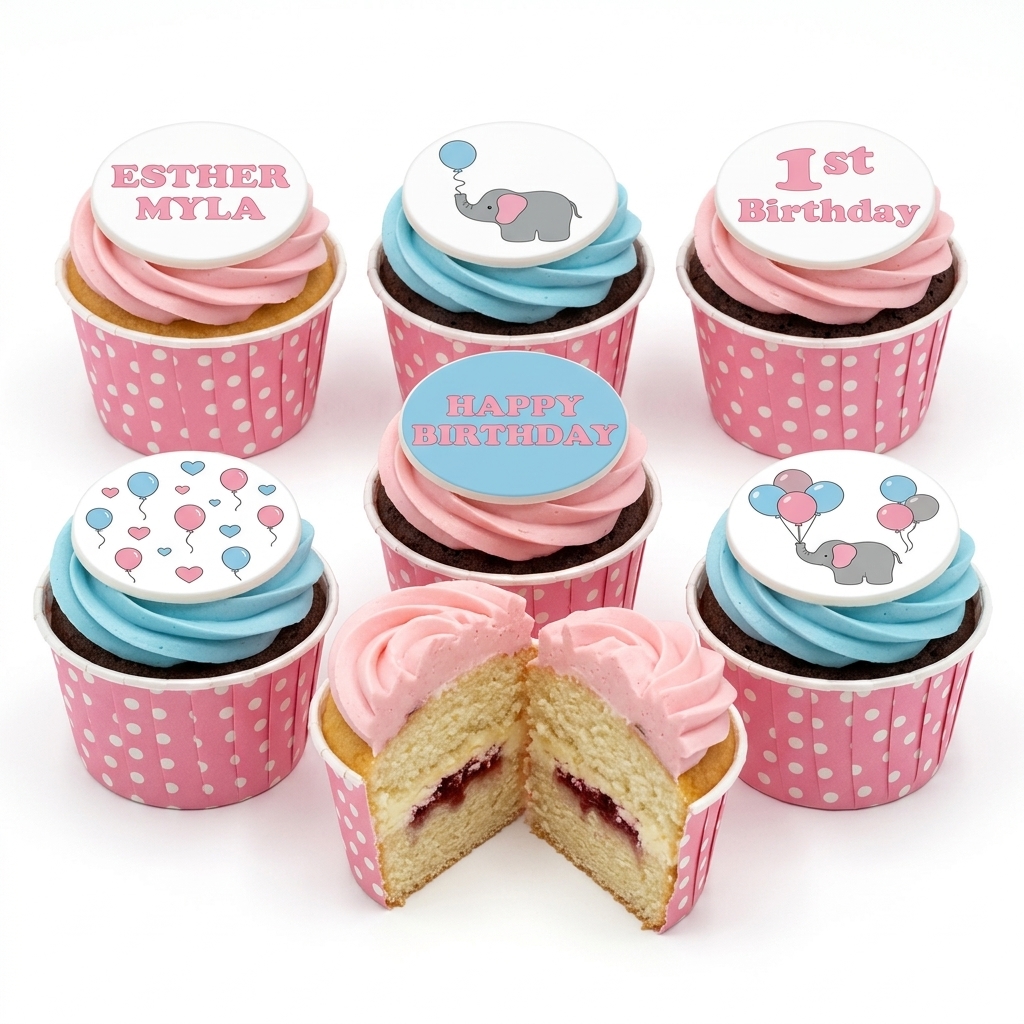 Baby Elephant Birthday Cupcakes