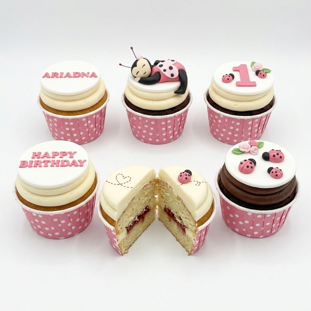 Ladybird Birthday Cupcakes with Custom Age