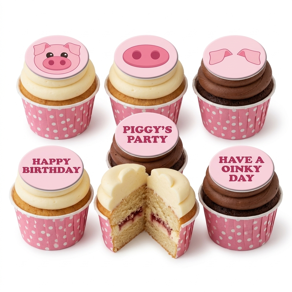 Pig Theme Birthday Cupcakes