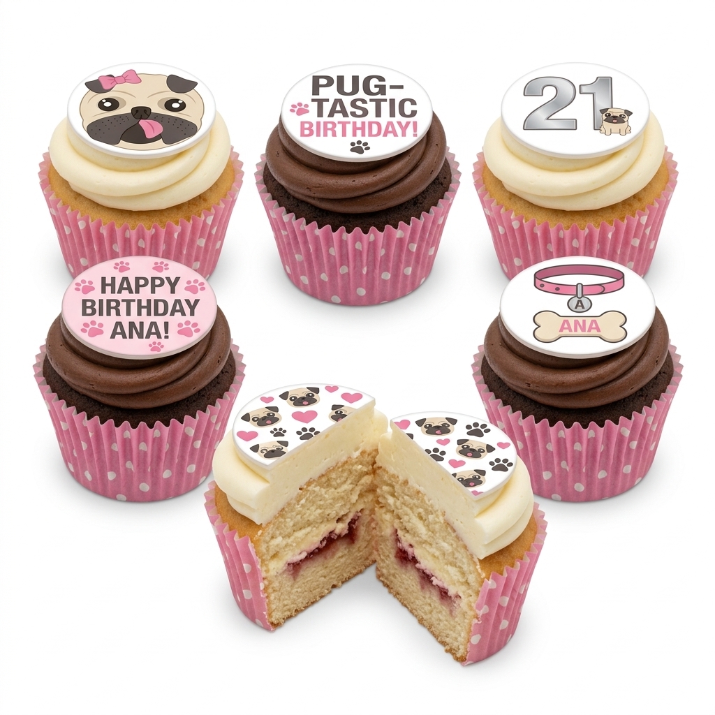 Pug Theme Birthday Cupcakes