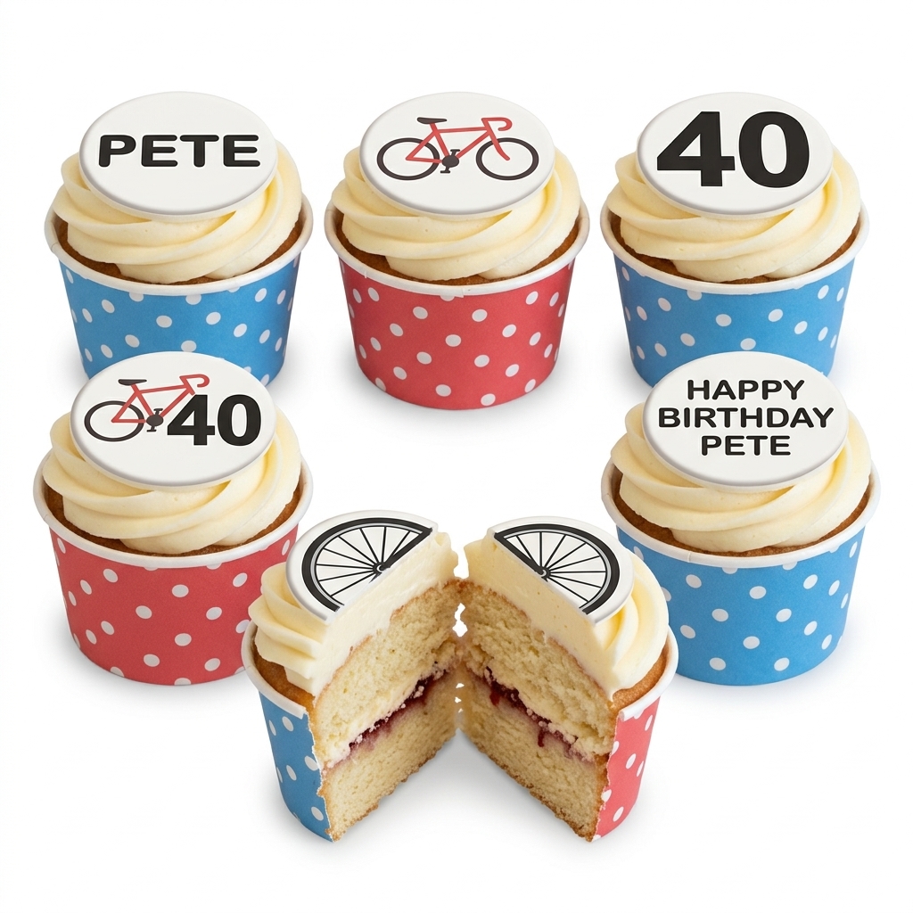 Cycling Theme Birthday Cupcakes with Custom Age & Name