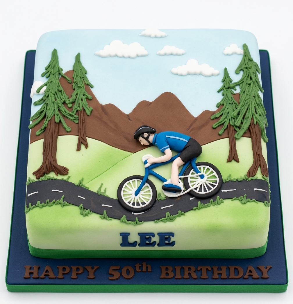 Cycling Birthday Cake for Men | Custom Age & Name