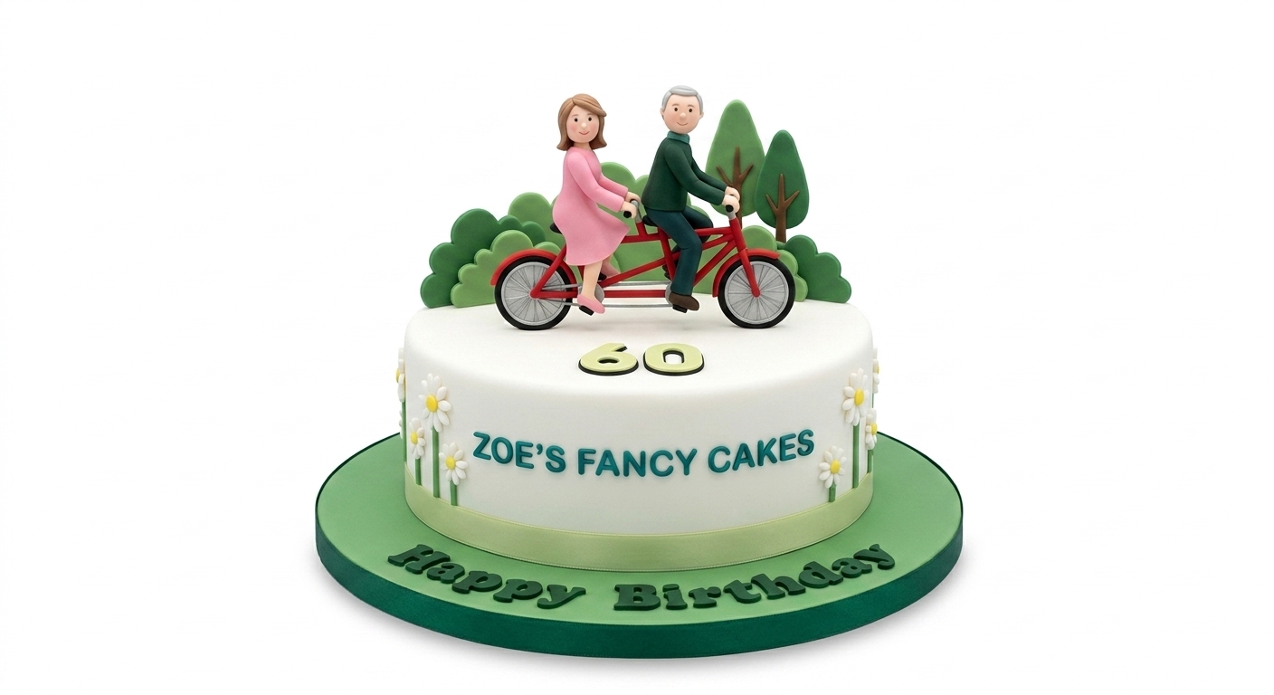 Cycling Theme Birthday Cake with Custom Age