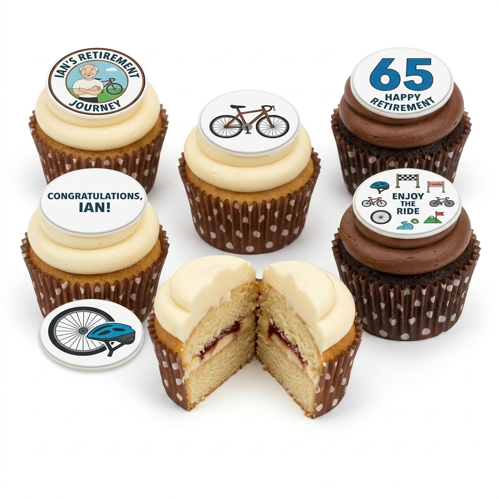 Personalised Cycling Retirement Cupcakes