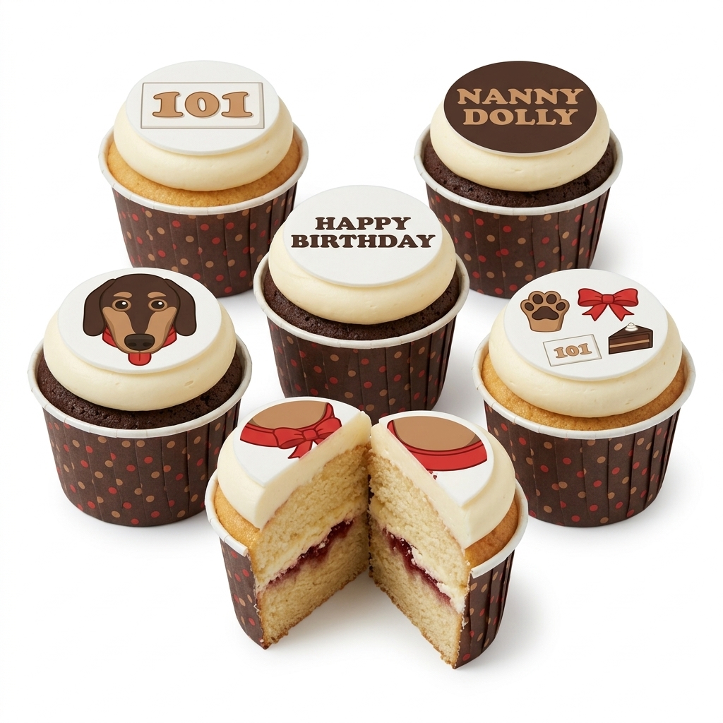 Dachshund Dog Theme Birthday Cupcakes