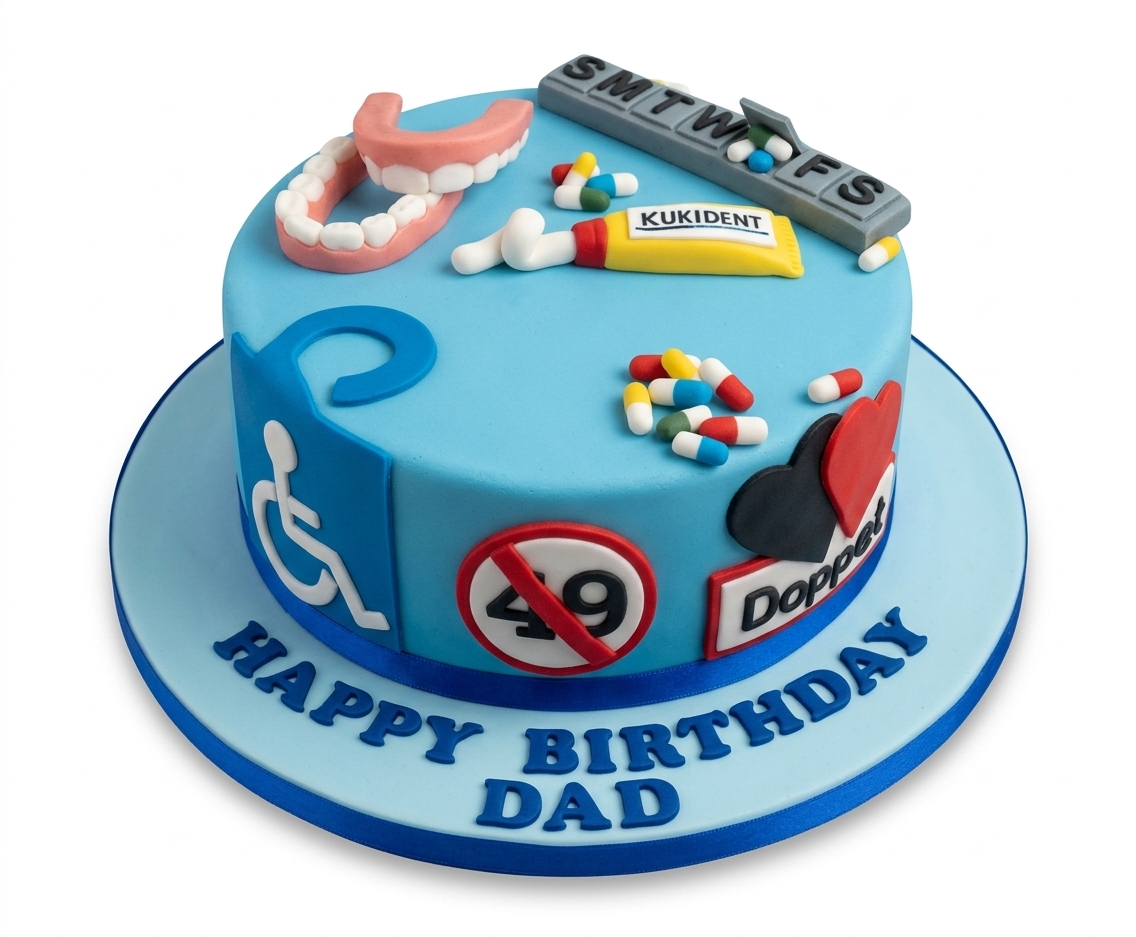 Senior Male Birthday Cake - Funny Over the Hill Design