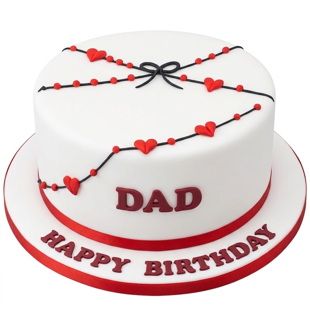 Heart & Ribbon Birthday Cake for Dad