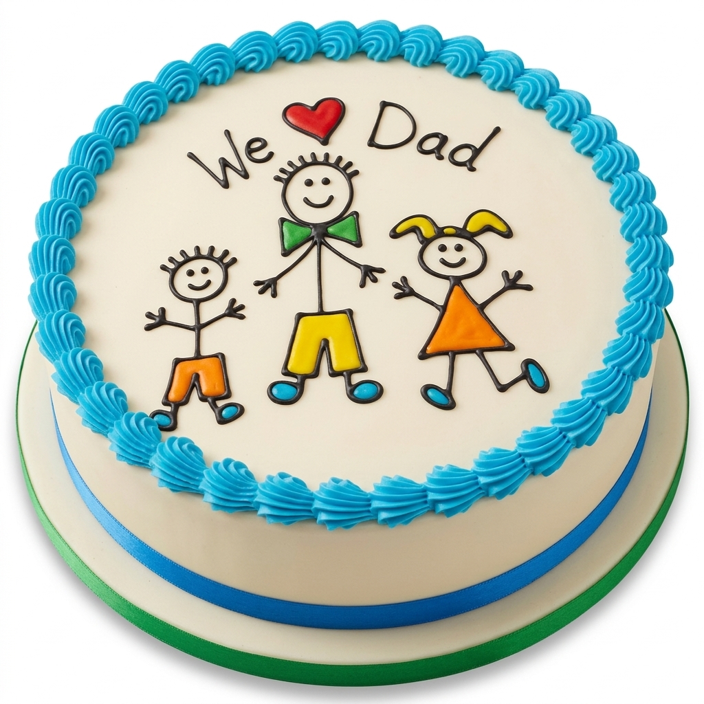 We Love Dad Stick Figure Birthday Cake