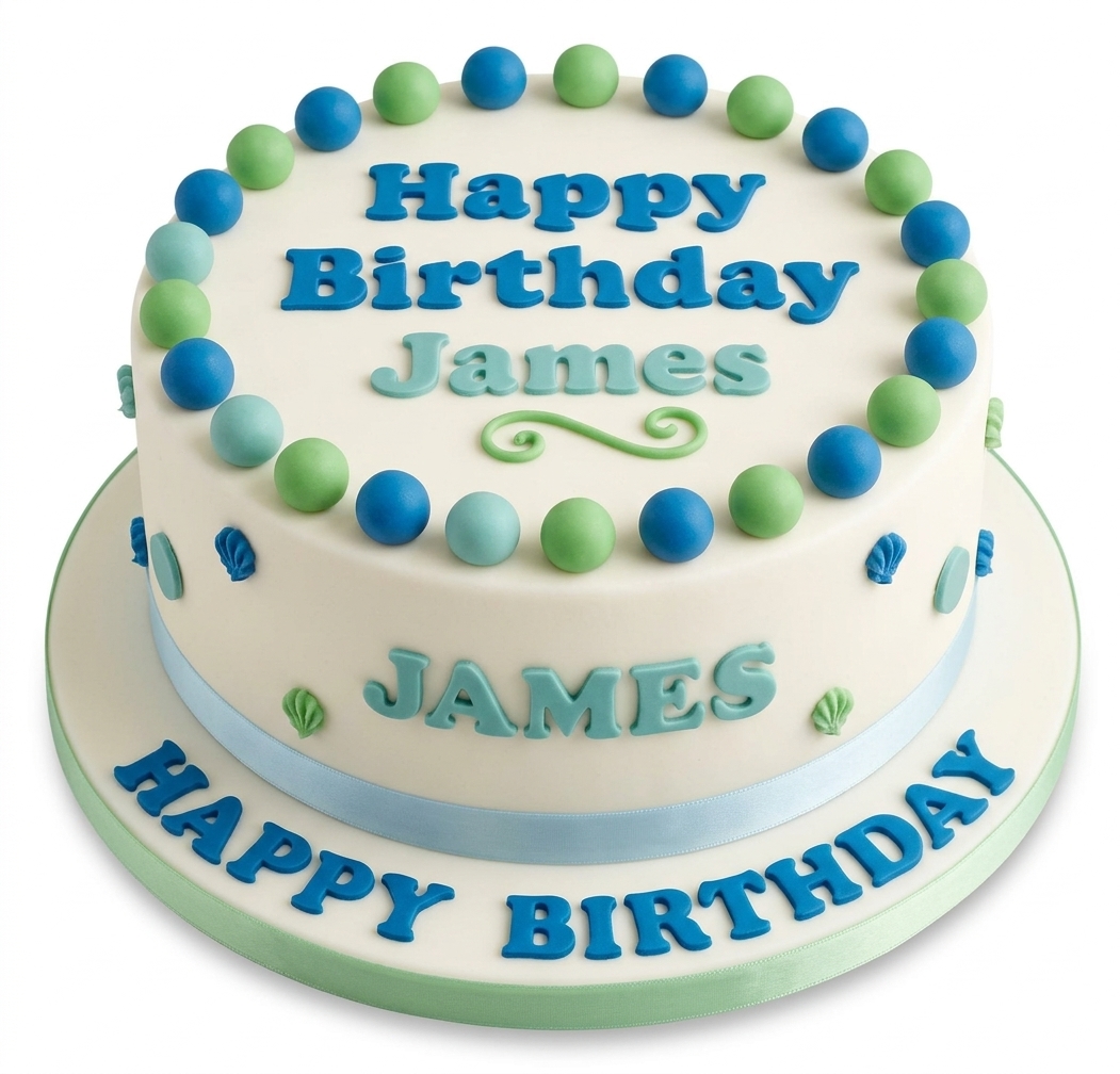 Classic Blue & Green Birthday Cake