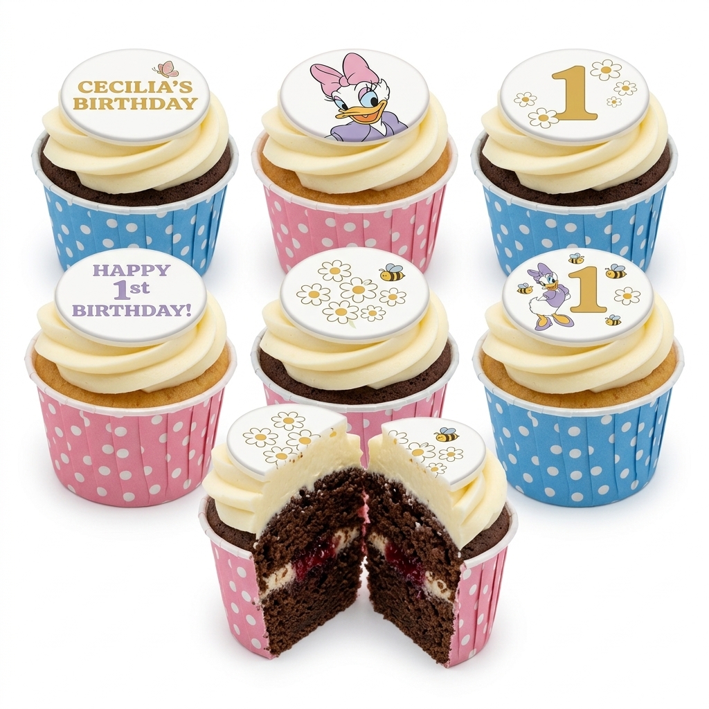 Daisy Duck 1st Birthday Cupcakes