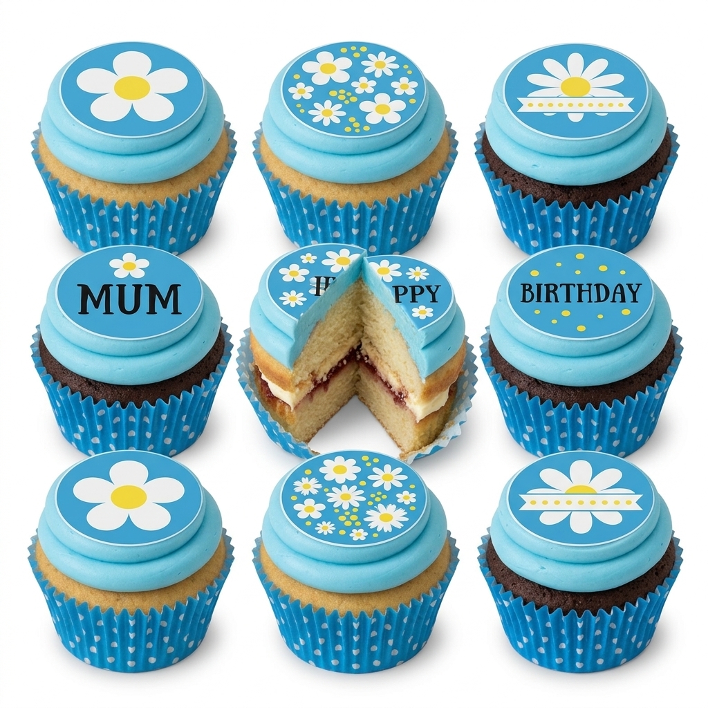 Daisy Floral Birthday Cupcakes