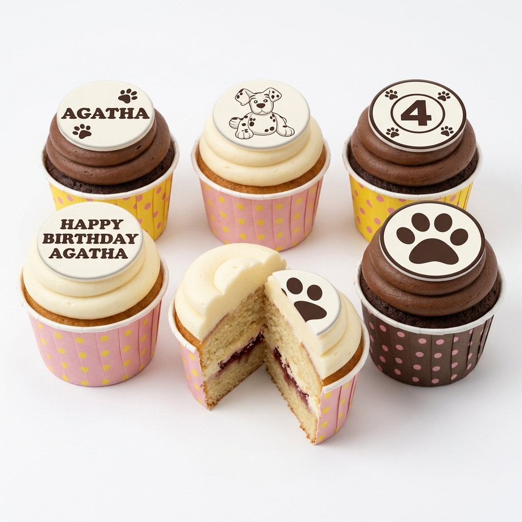 Paw Print Dog Birthday Cupcakes