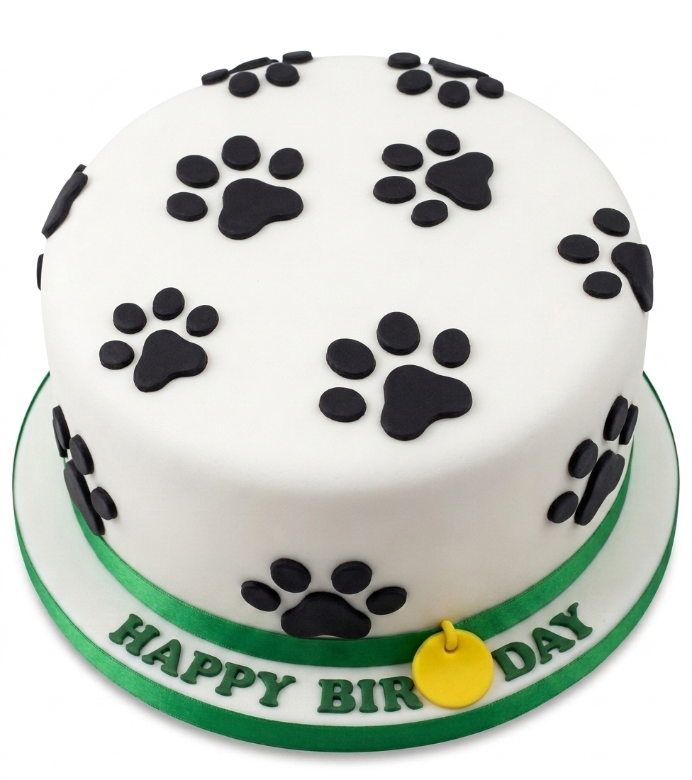 Dog Paw Print Birthday Cake