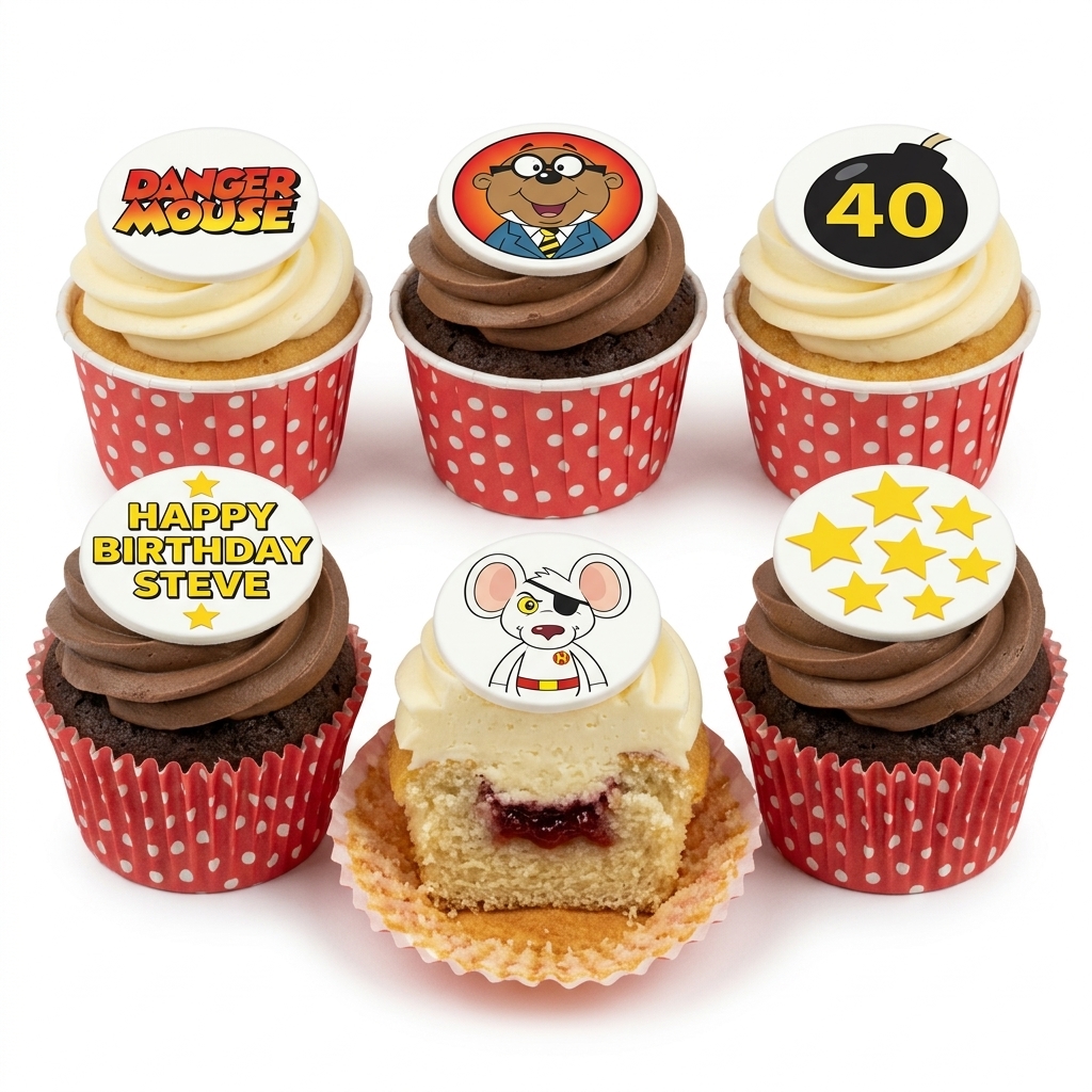 Danger Mouse Birthday Cupcakes with Custom Toppers