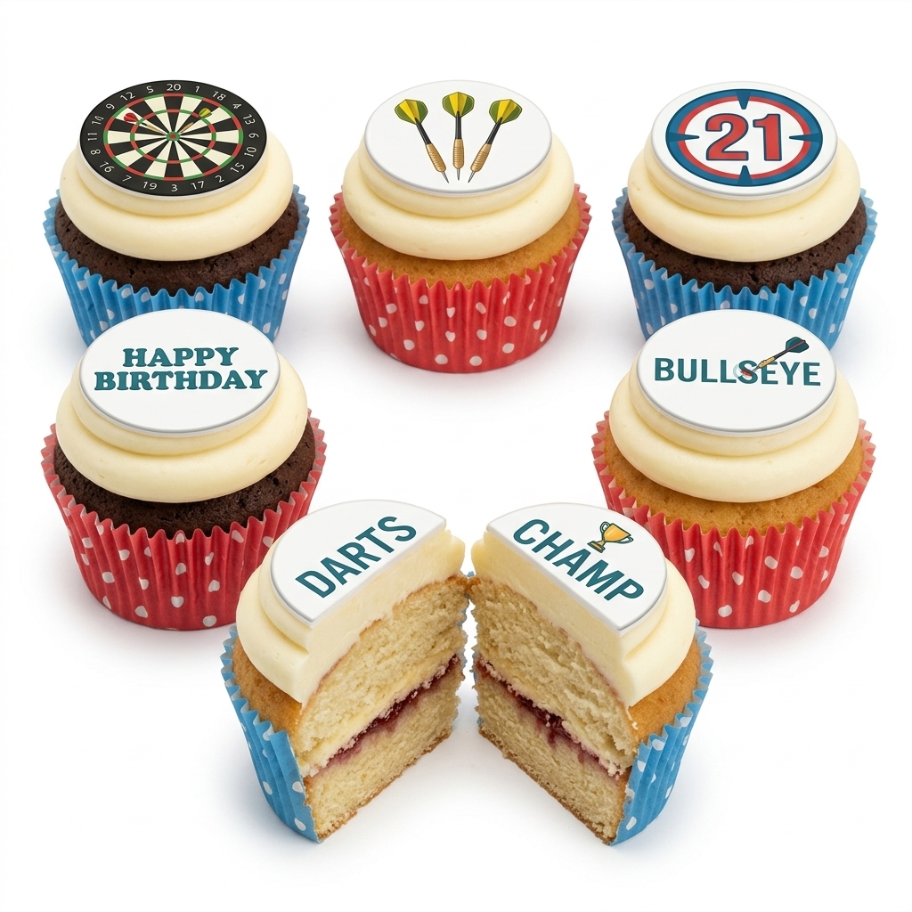 Darts Birthday Cupcakes - Custom Age Celebration