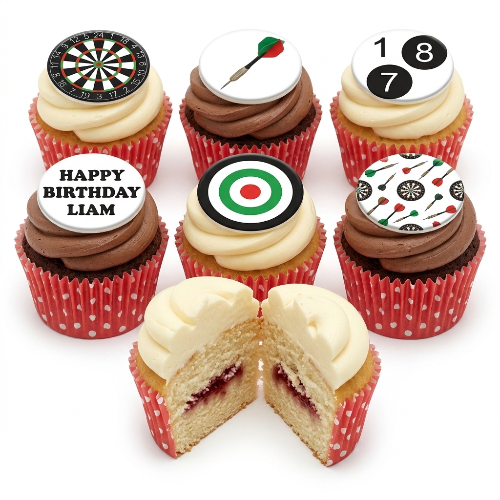 Darts Theme Birthday Cupcakes